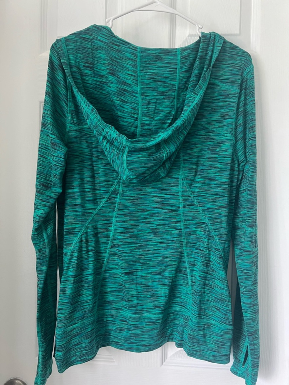 Kirkland Signature Teal Space-Dye Hooded Long-Sleeve Top - Picture 2 of 5